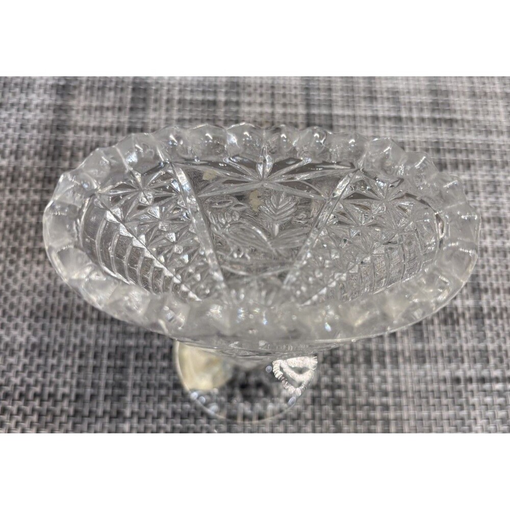 Vintage Hofbauer Byrdes Collection Clear Fan Vase - 3.5" Tall With Sticker - Picture 4 of 5